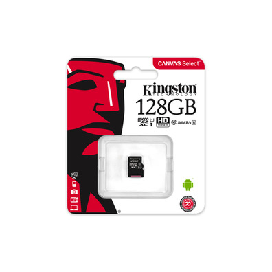 Kingston 128gb microsdxc toile sélectionner 80r cl10 uhs-i single