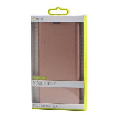 Etui Folio Muvit xiaomi Redmi Mi A1 Support de Fonction + Porte-Cartes Or Rose