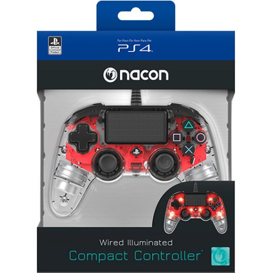 Nacon Compact Red Illumination Controller Officiel PS4