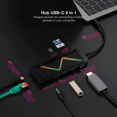 Concentrateur mémoire USB 3.0 10.16.0901 USB/USB-C/HDMI/RJ45/SD/Audio