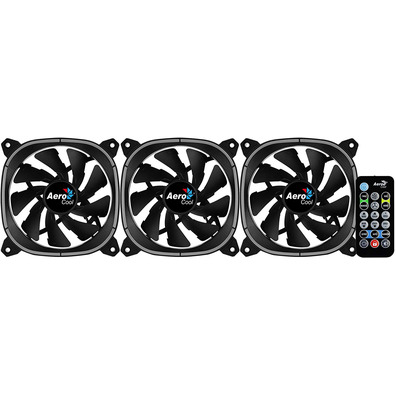 Pack 3 Ventilateurs Aerocool Astro Pro 12 cm + H66F HUB + Mando a Distancia