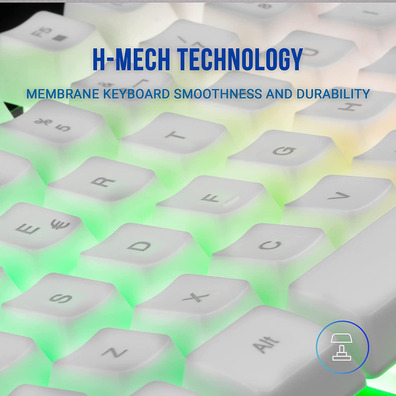 Pack Mars Gaming MCPX Teclado H-Mech + Ratón + Alfombrilla Blanco