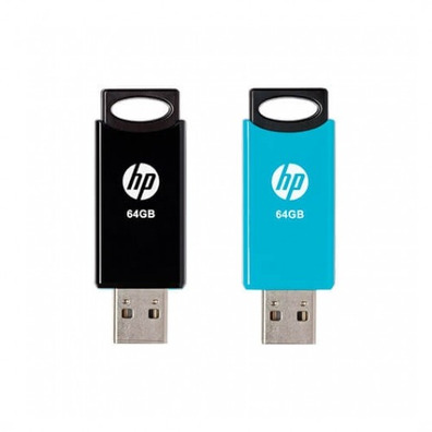 Pendrive HP V212W Pack 2 Unidades Negro / Azul 64 Go USB 2.0