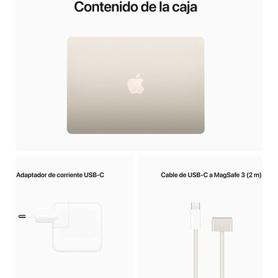 Portátil Apple Macbook Air 134 MBA 2022 M2/8GB/512GB/GPU10C/13.6''Starlight