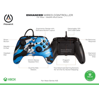 Power A Enhanced Wired Controller Camo Blue (Xbox One / Xbox Series X/S)