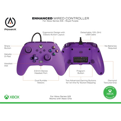 Power A Enhanced Wired Controller Royale Purple (Xbox One / Xbox Series X/S)