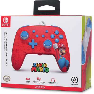 Power A Enhanced Wired Controller Woo-Hoo ! Mario (Rouge)