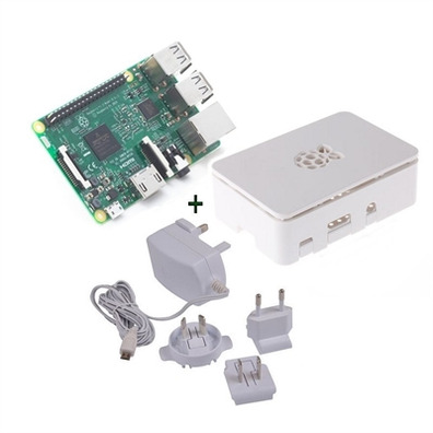 Kit framboise Pi 3 + Boîte blanche + Source: 5.1v Blanc