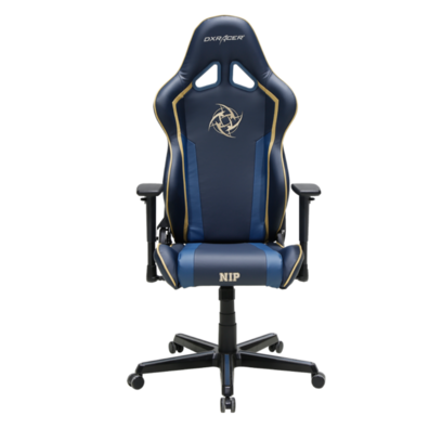 Fauteuil dxracer de la série r oh/rz74/wbb bleu-or pin - comprend 2 plaquettes