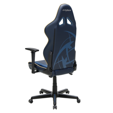 Fauteuil dxracer de la série r oh/rz74/wbb bleu-or pin - comprend 2 plaquettes