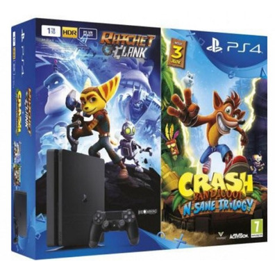 SONY PS4 SLIM 1 To Crash bandicoot n.sane trilogie + cliquet & clandestin