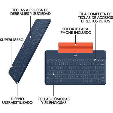 Teclado Bluetooth Logitech Keys-to-Go iPhone / iPad Azul