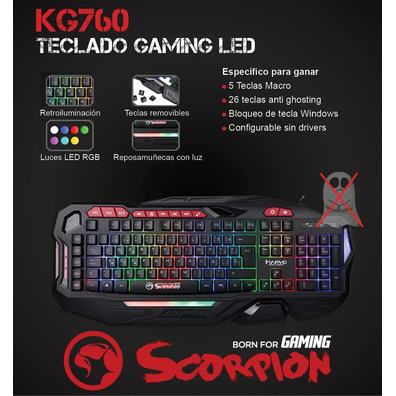 Teclado jeu Scorpion KG760 Membrana