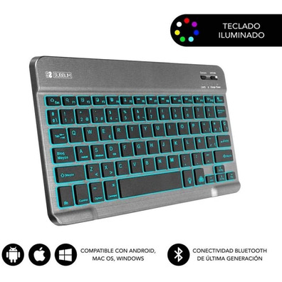 Clavier Smart rétro-éclairé BT Gris Subblim PC/Mac/Android/iOS