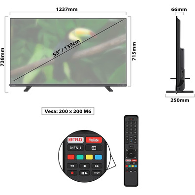 Televisión LED 55''Toshiba 55UA4C63DG Smart TV UHD 4K