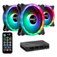 Pack 3 Ventilores Aerocool Dúo Pro 12 cm + H66F HUB + Mando a Distancia