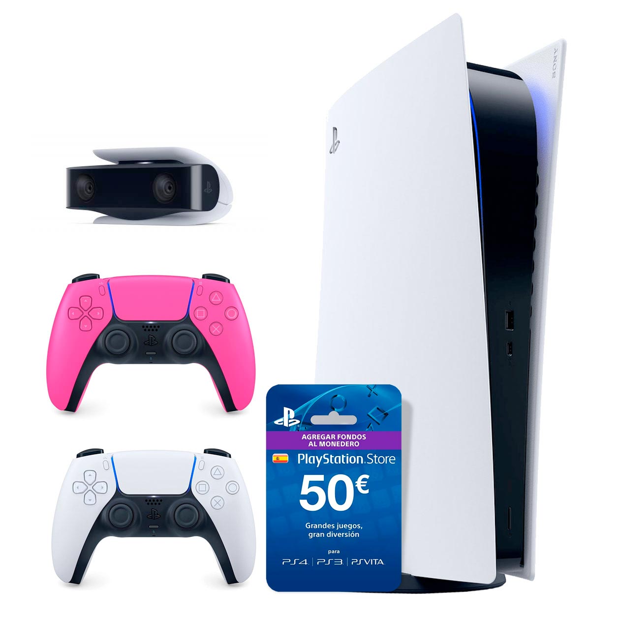 Playstation 5 Digital + Dualsense Rose + Camera + PSN 50€
