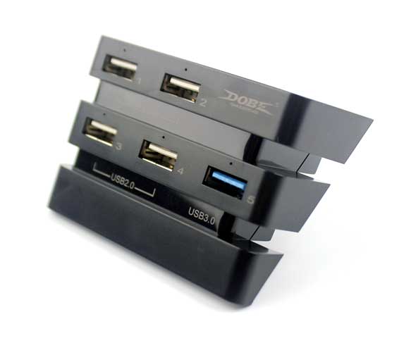 2 to 5 port (2.0 3.0) USB HUB Adapter PS4 Pro (Dobe) Noire