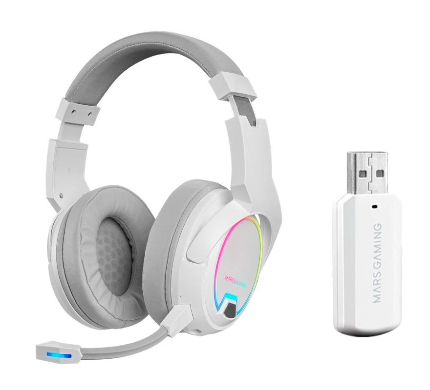 Auriculares Gaming Inalámbricos Mars Gaming MHW100 Blancos