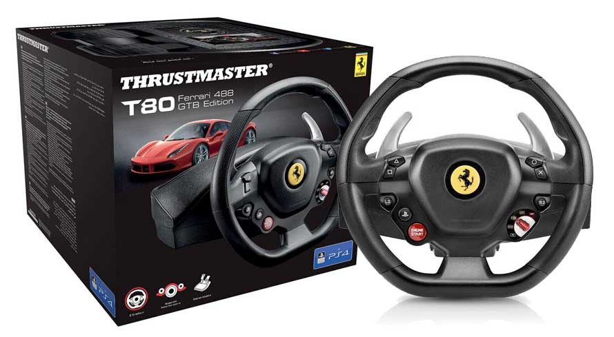 Thrustmaster T80 Ferrari 488 GTB Edition Noir Volant + pédales Numérique  PlayStation 4 sur
